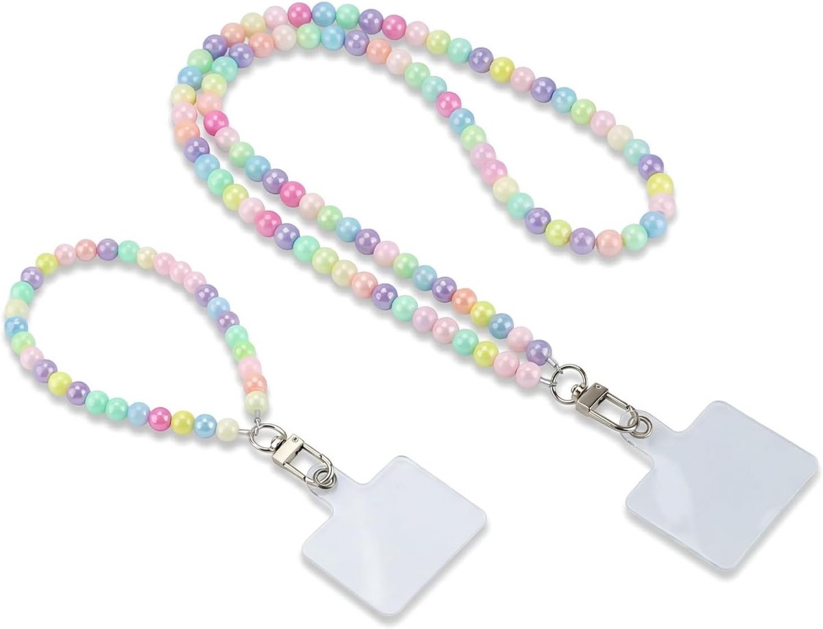 Verstelbare Anti-Diefstal Telefoon Lanyard met Kralen, Crossbody en Polsband voor Mobiele Telefoons, Geschikt voor de meeste Smartphones en Veiligheid