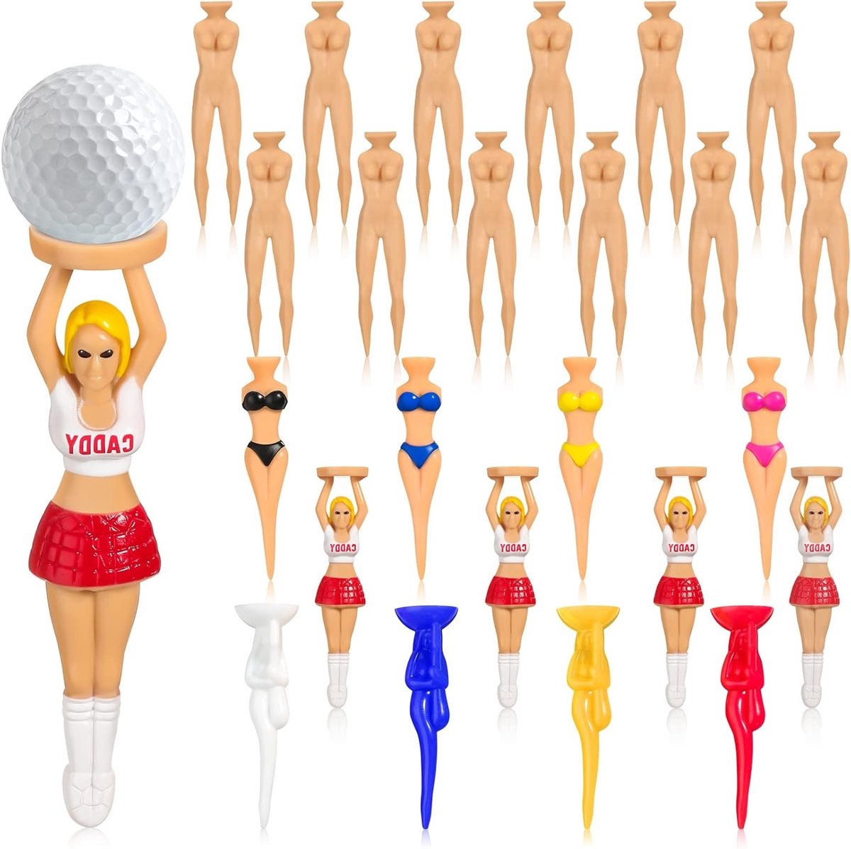 24 Stuks Grappige Golf Tees met Bikini Ontwerp voor Vrouwen - 76mm Plastic Golfaccessoires voor Training en Feestjes