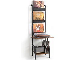 Vinyl Platenkast met Opbergruimte – Meubel voor Platenspeler met Opslag voor 200 LP's, Vinyl Display en Record Player Accessoires