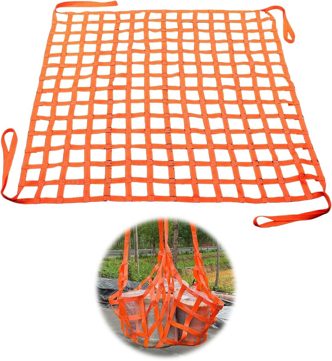 Polyester Lifting Net 1 x 1 m, 300 kg, Hangnet voor Laden en Lossen van Trailers, Duurzaam en Sterk