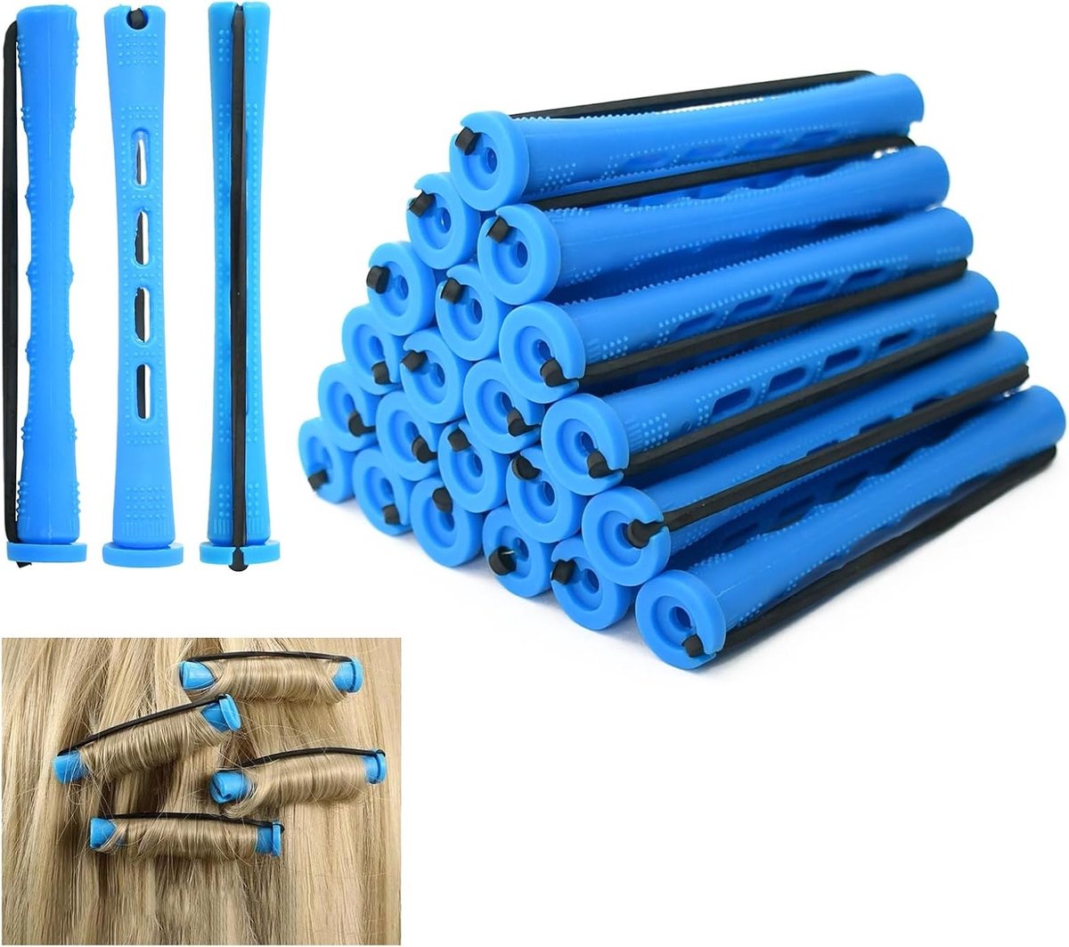 80 Stuks Permroosters - Kleine Curlers met Elastische Bandjes voor Thuis Koude Krullen, Geschikt voor Kort en Lang Haar, Plastic 1.8 cm Curlers
