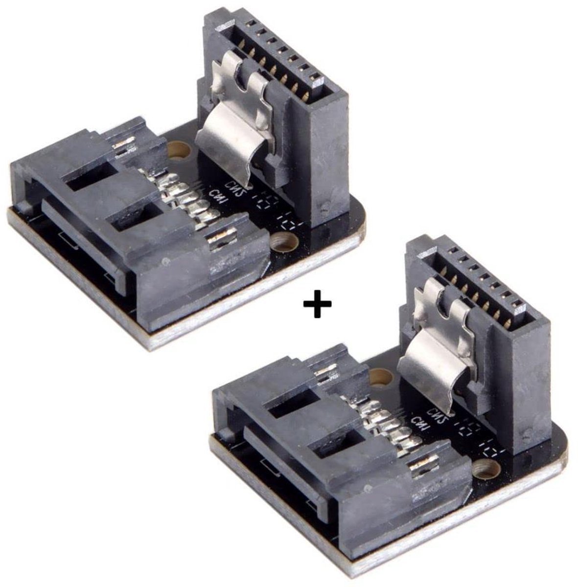 SATA Hoek Adapter - Moederbord Kabel - Ruimte Besparen - 90 Graden Gebogen - 2 Stuks - Zwart