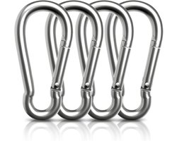 AUTMATCH 3 inch roestvrij staal 304 veer karabijnhaak link gesp Pack Grade Heavy Duty Quick Link voor Mountain Camping Vissen Wandelen Reizen Pack van 3 en Silver Tone