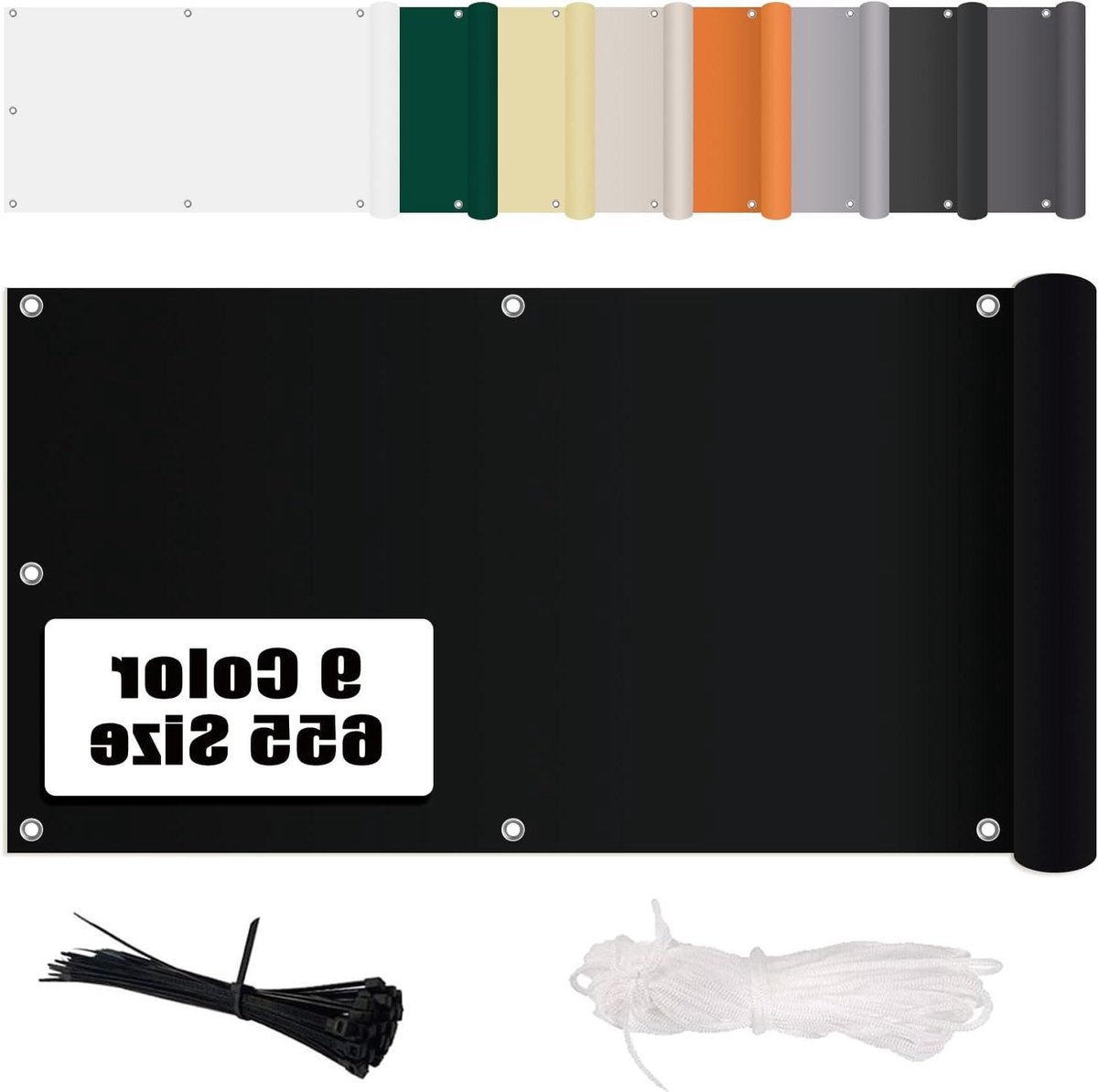 Balkonafdekking - Inkijkbescherming privacy - Balkon privacy - Weerbestendig scheurvast - 80 x 850 cm - Zwart