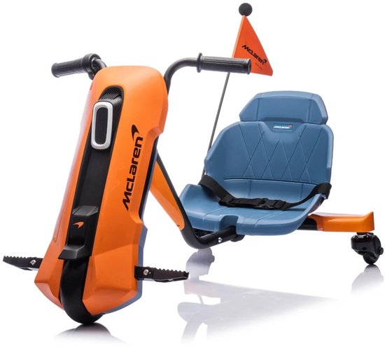 McLaren Drift Kart voor Kinderen vanaf 6 Jaar - 12V Elektrische Gokart met Driftfunctie, 360° Achterwielen, MP3-Speler, Koplamp, Veiligheidsgordel & Antislip Wielen - Max. 8 km/u - Oranje