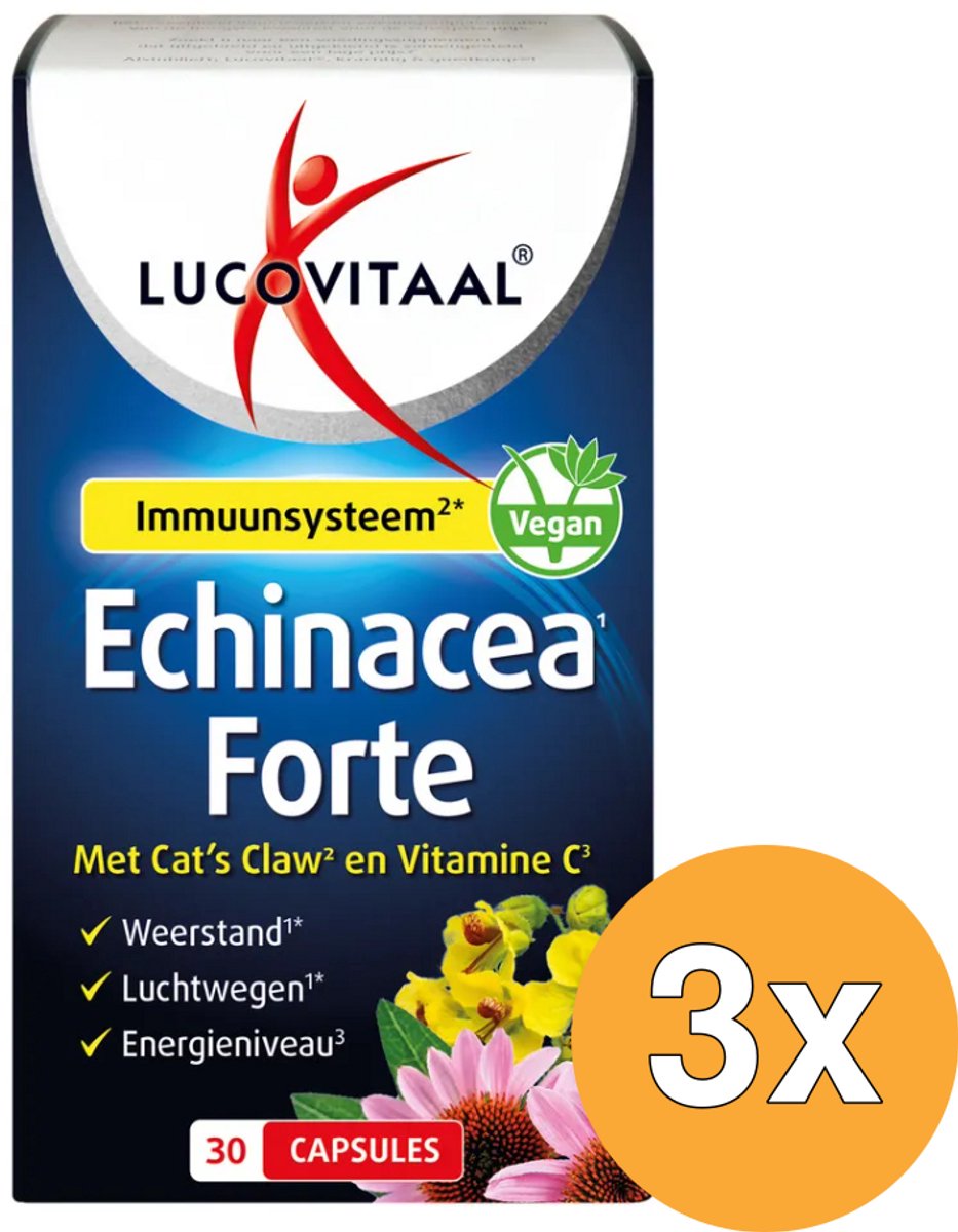 3x Lucovitaal Echinacea Forte+ Cat’s Claw (30 capsules)