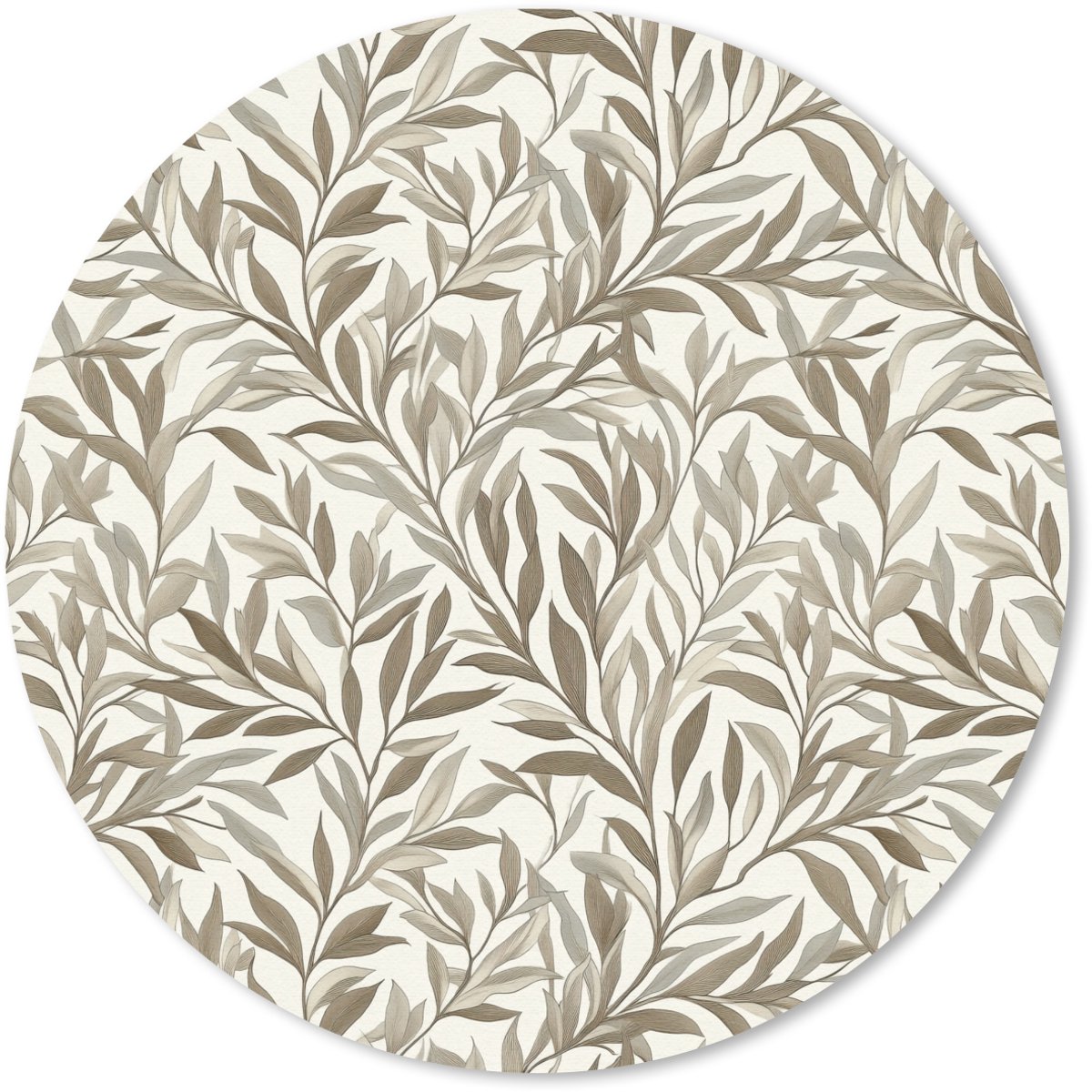 Muismat rond 30x30 cm - Mousepad Takken - Botanisch - Taupe - Ronde muismatten