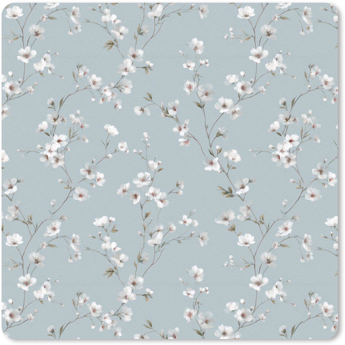 Muismat 30x30 cm - Mousepad Klassiek - Bloemen - Blauw - Muismatten