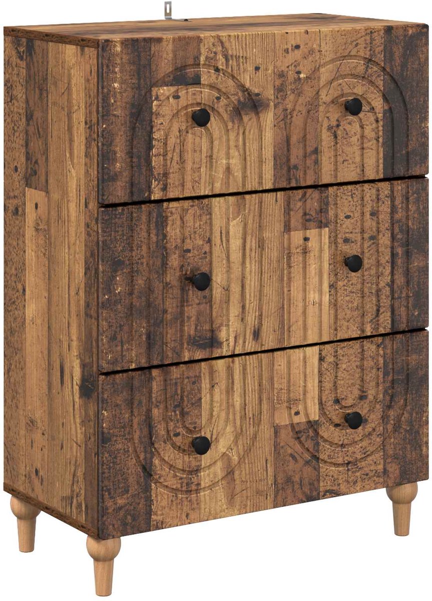 vidaXL Ladekast - Oud - hout - 66 - x - 34,5 - x - 90 - cm - Bewerkt - hout Oud hout