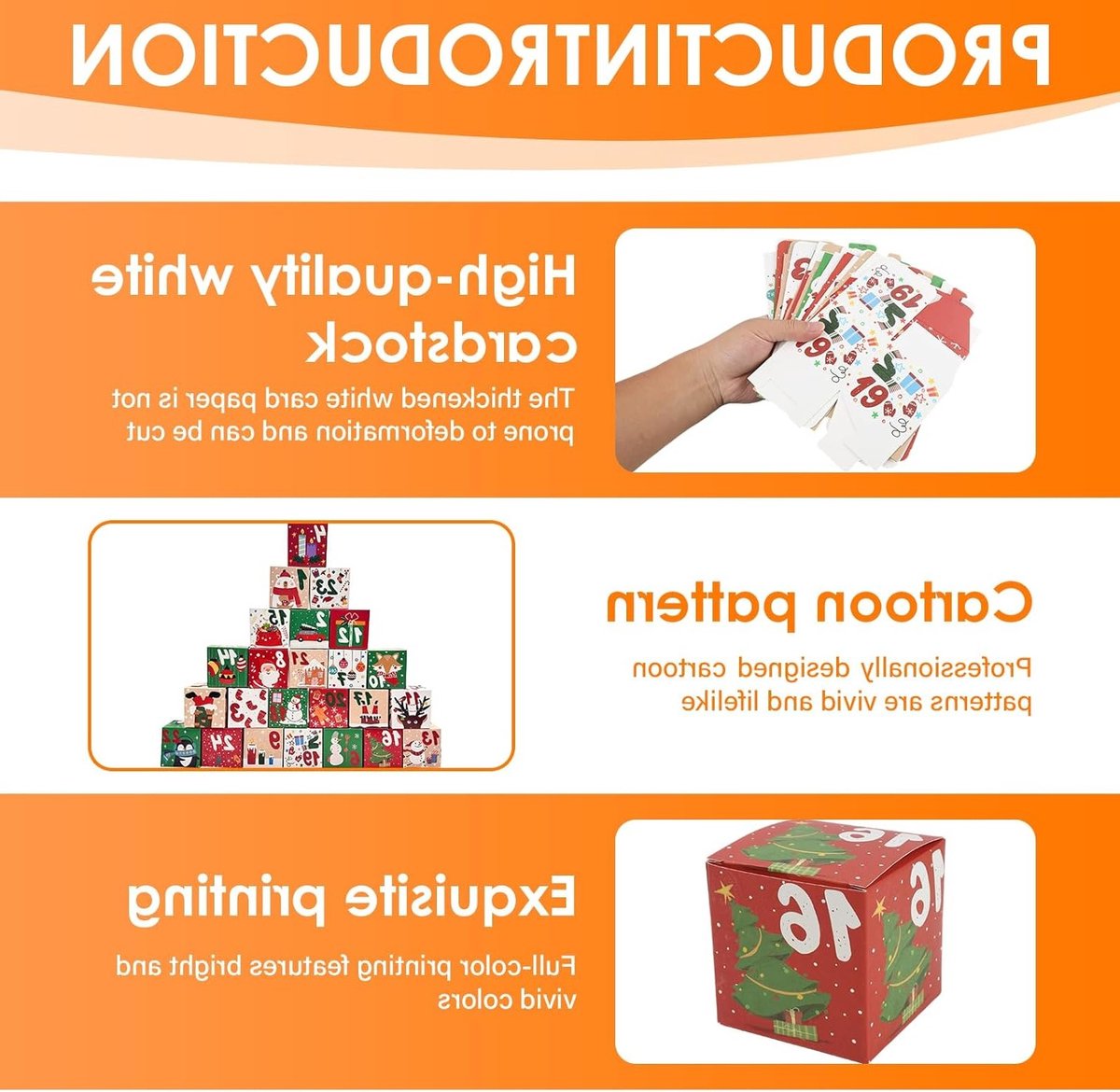 Vulbare Adventskalender met 24 Dozen in Feestelijke Kerstmotieven voor Kleine Cadeaus, Chocolade en Verrassingen – foto 2