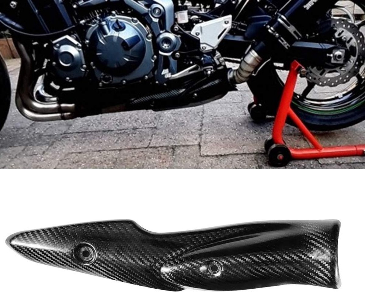 Verwarmingsscherm voor Motoruitlaat, Carbon Fiber Bescherming voor Uitlaatsysteem, Geschikt voor Kawasaki Z900 17-19, Verhoogde Temperatuurbeveiliging en Duurzaamheid