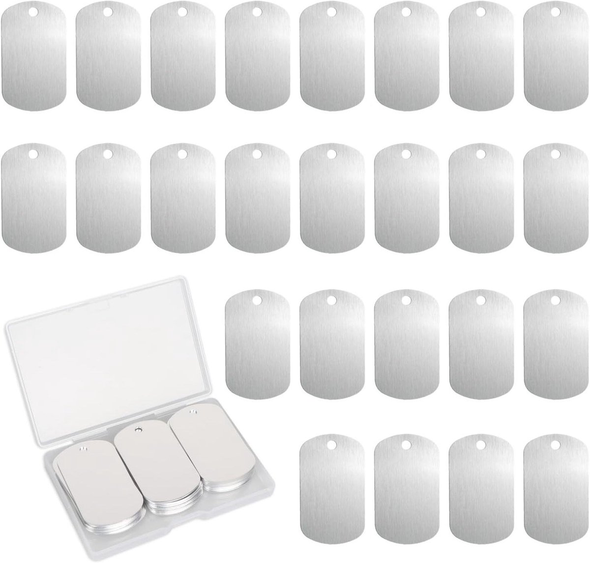 Aluminium Blanco Tags - Stempelplaten Graveren - DIY Sieraden Maken - Glad Oppervlak Duurzaam - 50 mm x 29 mm