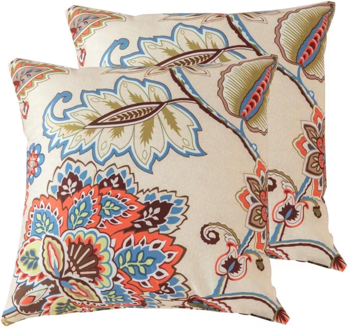 Decoratieve kussenhoezen voor binnen en buiten, wooncultuur, woonkamerbank, bed (kaki-bloe