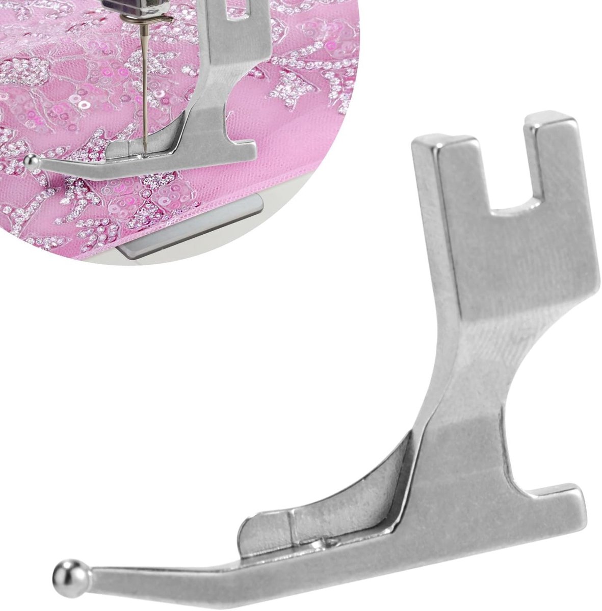 Presser Foot voor Bruidsjurken, Antikras Naaivoet van Staal met Parelmoer, Geschikt voor Diverse Naaimachines en Beading Accessoires