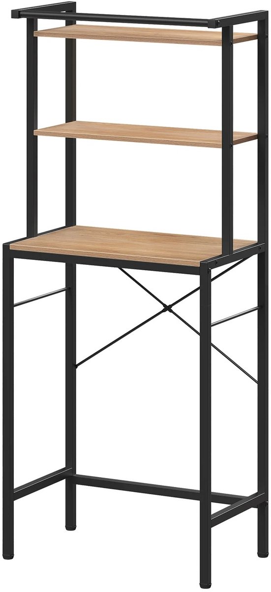 VIEMAE Opbergkast wasmachine - Wasmachine ombouw - Meubel wasmachine, droger - Kast wasmachine, droger - 66x162x40cm - Hout, zwart