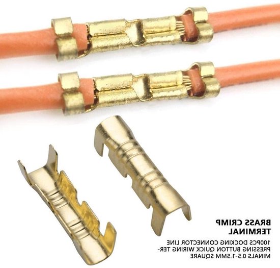100 Stuks Messing Butt Connectors voor Elektrische Draad - Crimpverbindingen voor 0.5-1.5mm Draad, Betrouwbare Aansluitingen en Duurzame Verbindingen — afbeelding 2