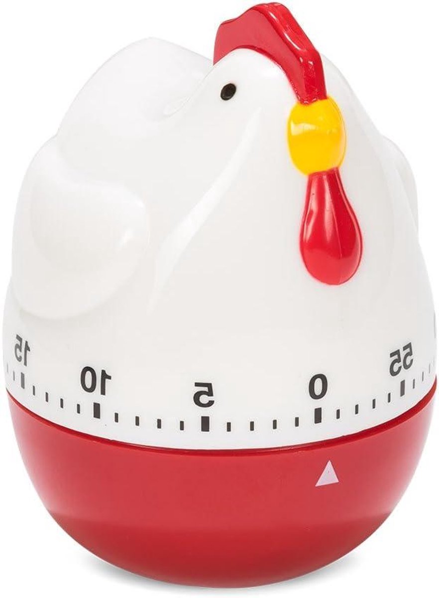Keukentimer Kip - Kookwekker Tijdmeter - Koken Bakken - Dieren Vorm - 9 cm - Rood