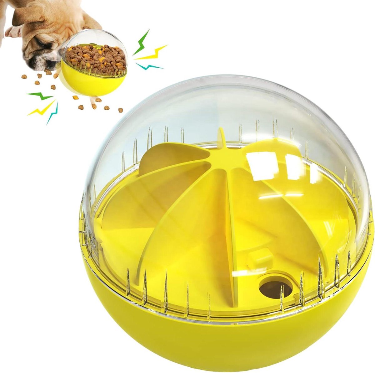 Hondensnoepje Speelgoed - Honden Traktatie Dispenser - Hond Vermaken - Interactief Ontwerp - 15.8 Ons - Geel