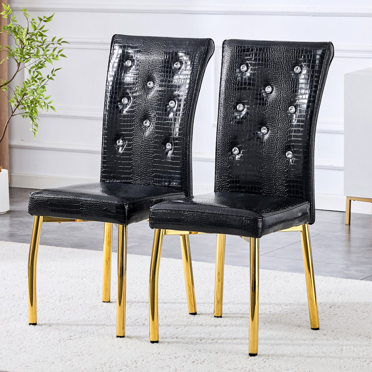 Wishdor - Set Van 2 Eetkamerstoelen - Gevoerd Zitcomfort, Waterafstotend Oppervlak En Vers