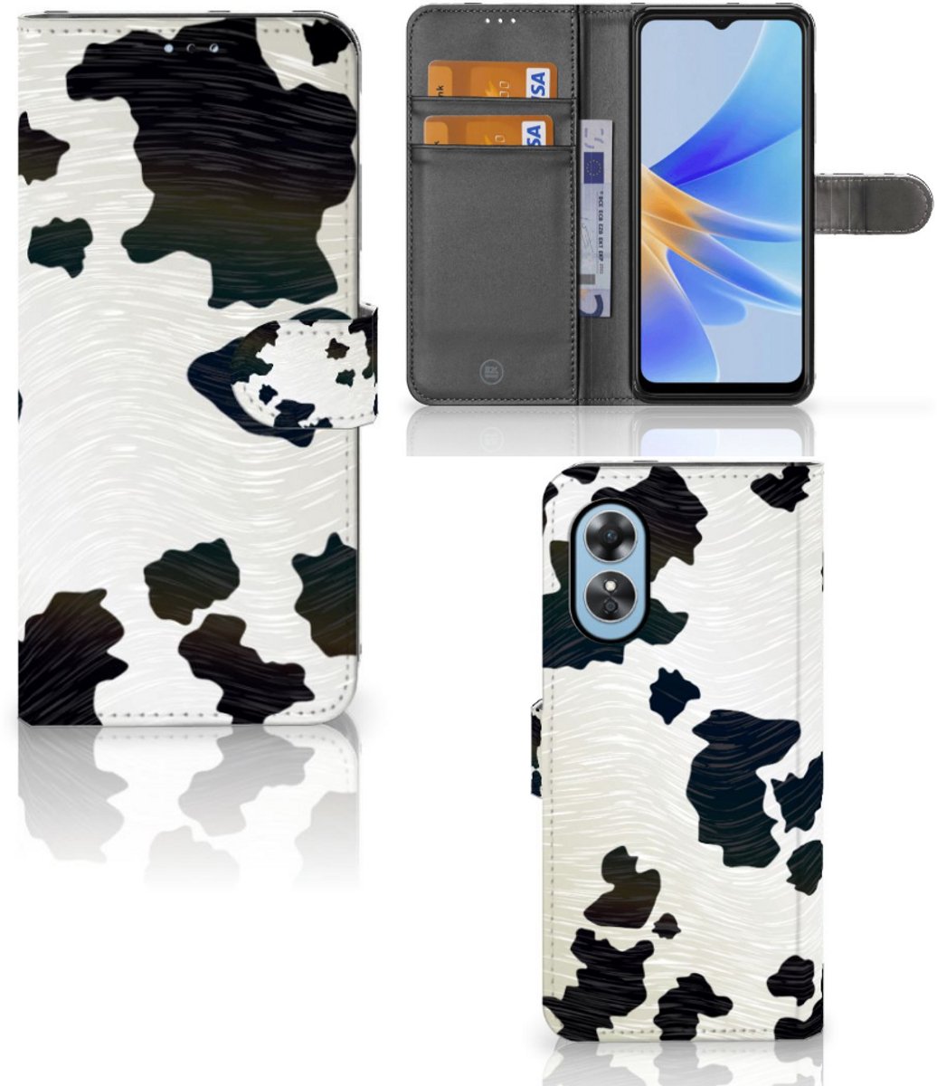 OPPO A17 Telefoonhoesje met Pasjes Koeienvlekken