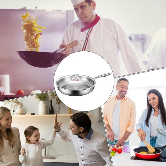 Titanium Hammered Pan Pro, Non-Stick Pan, Non-Stick Frying Pan, with Premium Titanium Construction, Lid Included and Easy to Clean, S/M/L, for Camping and Cooking — afbeelding 5