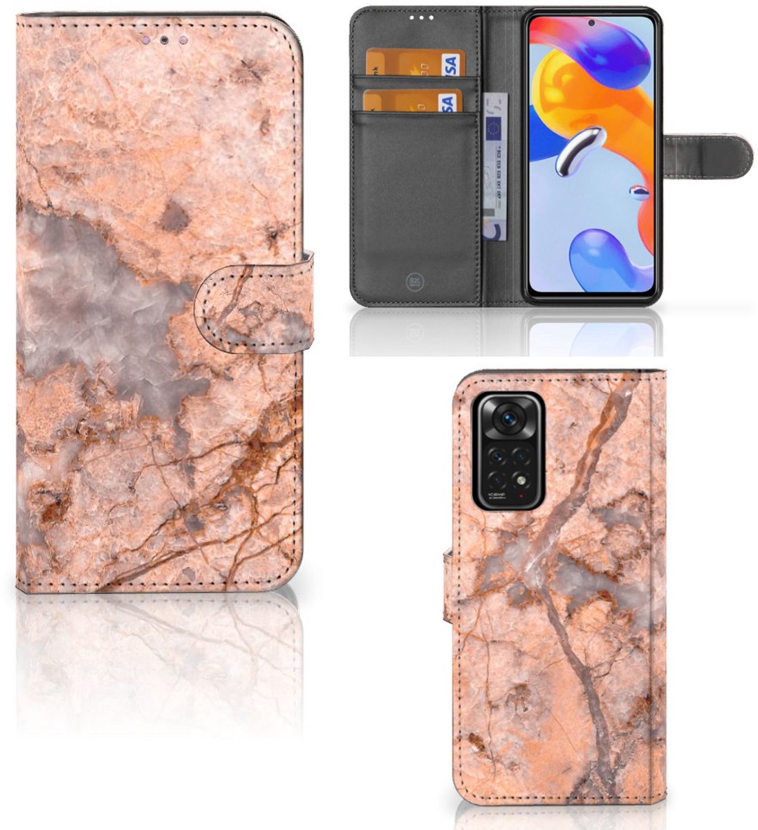 Xiaomi Redmi Note 11 Pro 5G/4G Bookcase Marmer Oranje