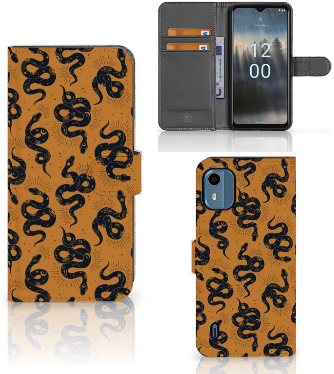 Telefoonhoesje met Pasjes voor Nokia C12 Snakes