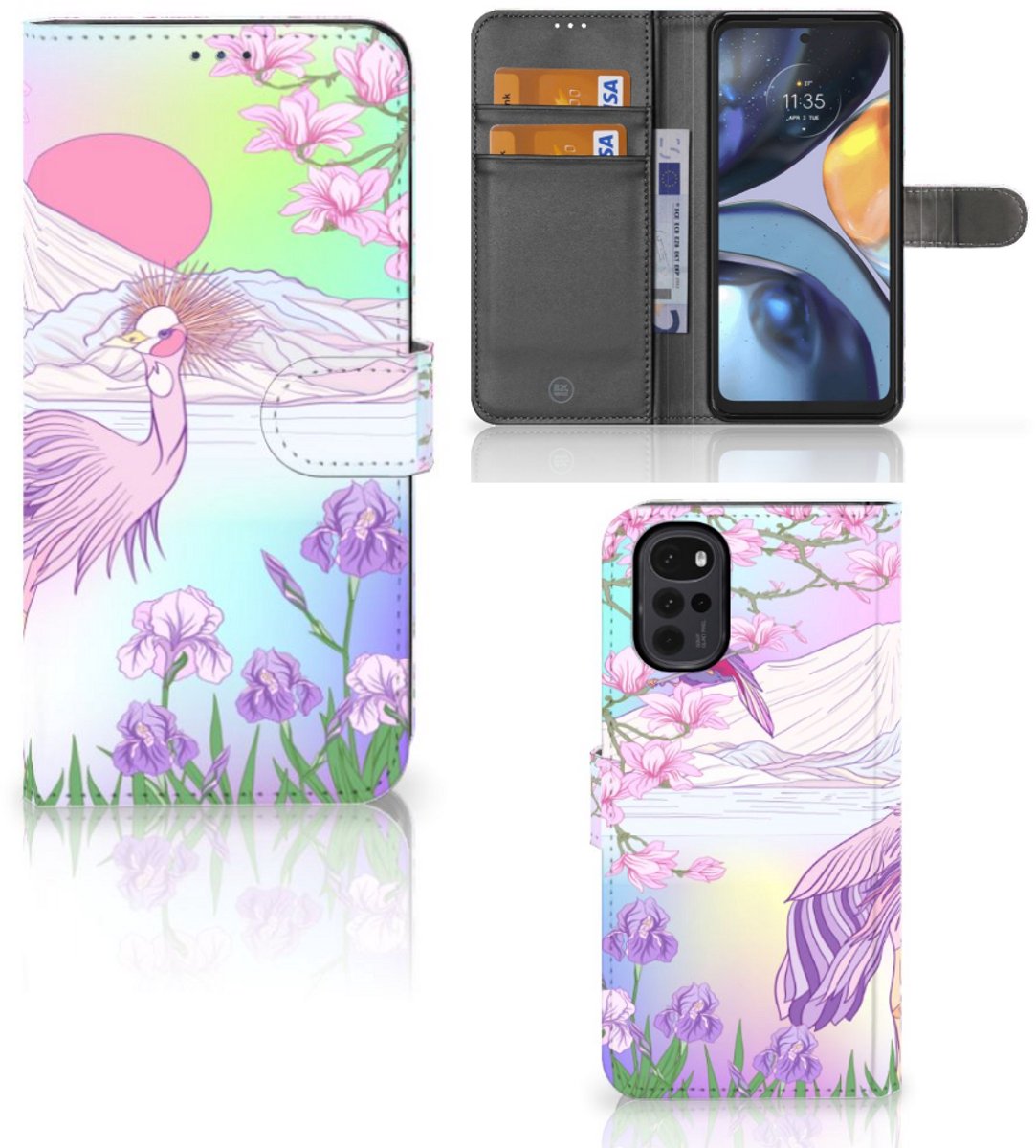 Motorola Moto G22 Telefoonhoesje met Pasjes Bird