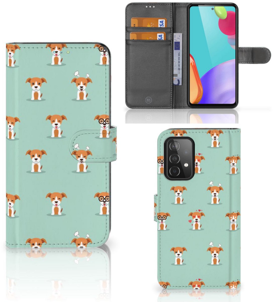 Samsung Galaxy A52 Telefoonhoesje met Pasjes Pups