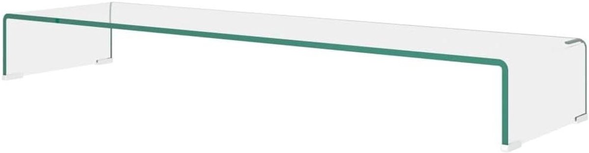Tv Meubel Monitorverhoger - Glazen Verhoger - Media Opbergen - Gehard Glas Constructie - 110x30x13 cm - Transparant