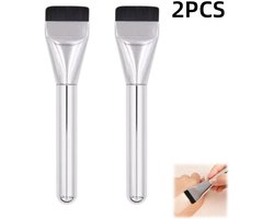 Top 10 Make-upaccessoires 2026: 2 stuks-Foundationkwast - Platte foundationkwast - Maskerkwast - Make-upaccessoires - Foundationkwast met platte bovenkant - Geschikt voor vloeibare en crèmefoundations - Blenden - Concealeren - Zilver - 14*3 cm