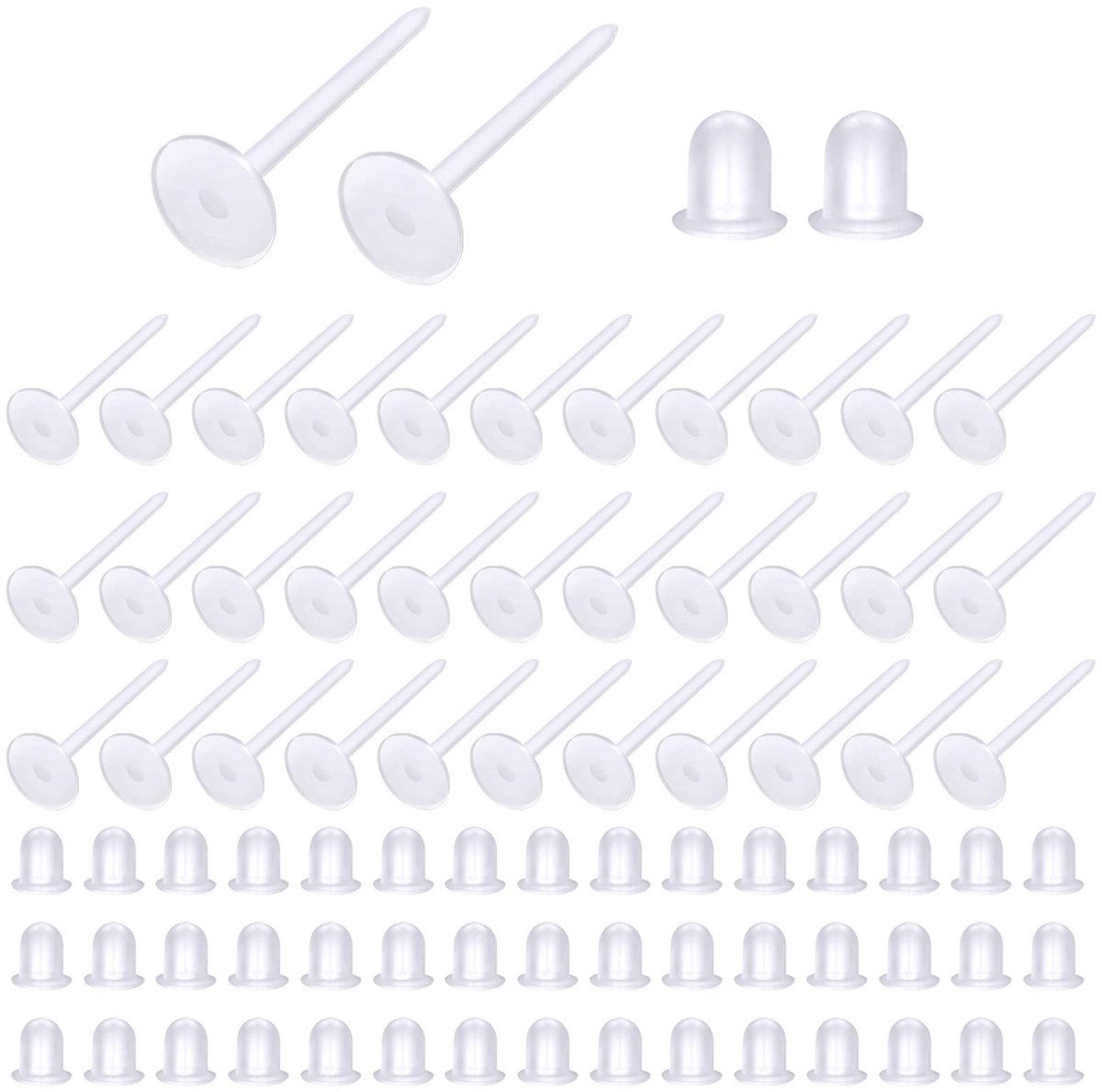 aladdien - Clear Earring Holders - Earring Stoppers - Veilig en comfortabel - 5mm - DIY Sieraden - 100 paar Earring Pins - Perfect voor elke gelegen..