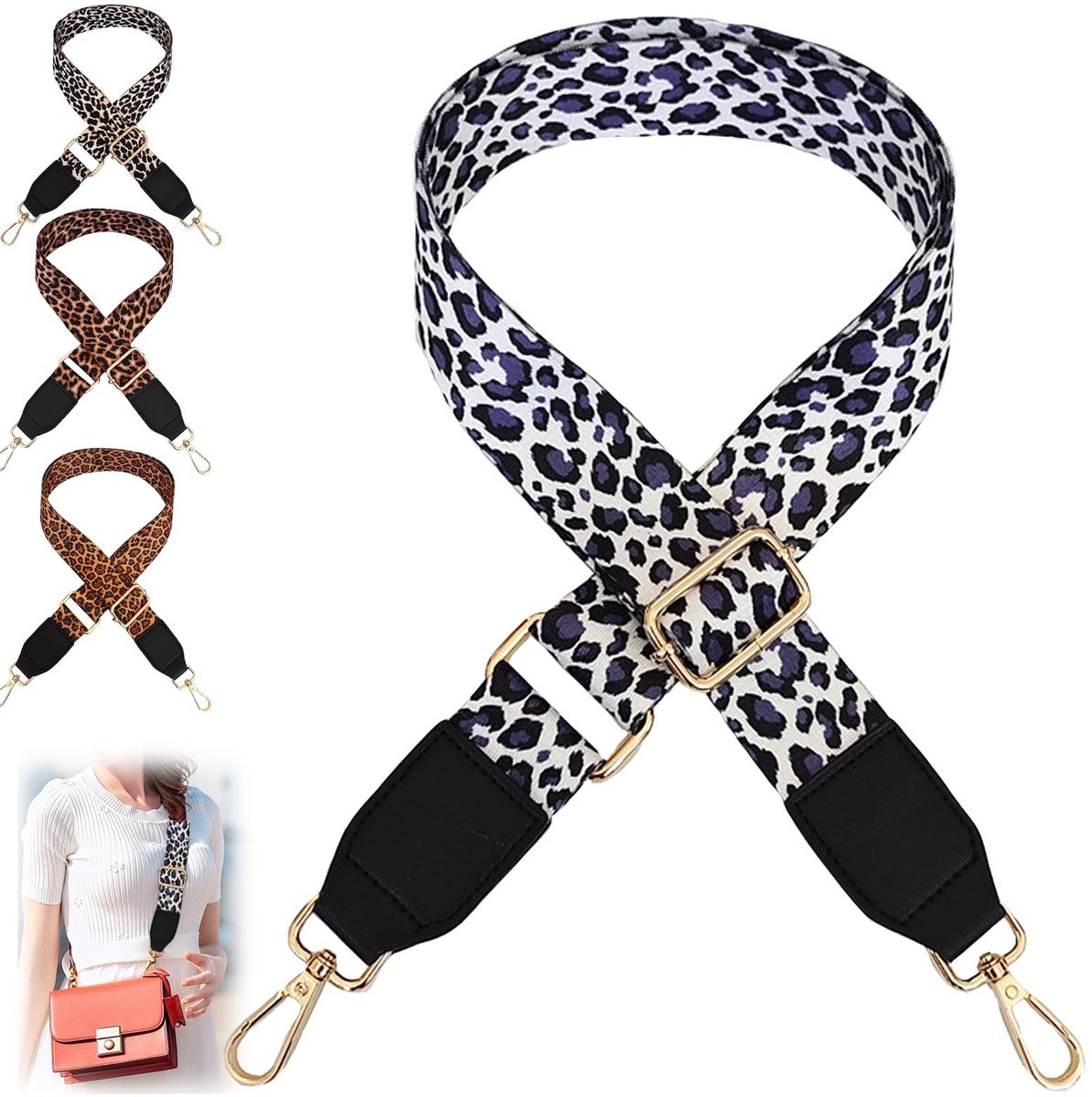Cosensi - Leopard Adjustable Bag Strap - Verstelbare Schouderband - 80-130 cm - Ideaal voor Handtassen - Dierenprint - DIY Tasband - Geschikt voor ...