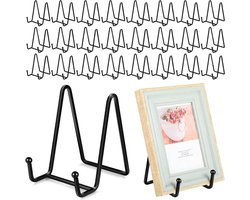 Therwen Set van 24 plaatstandaards voor display fotolijststandaard 10 cm metalen ijzeren boekhouder tafelblad displaystandaard voor thuiskantoren plaat schotel artistiek werk kunst decoratieve spiegel