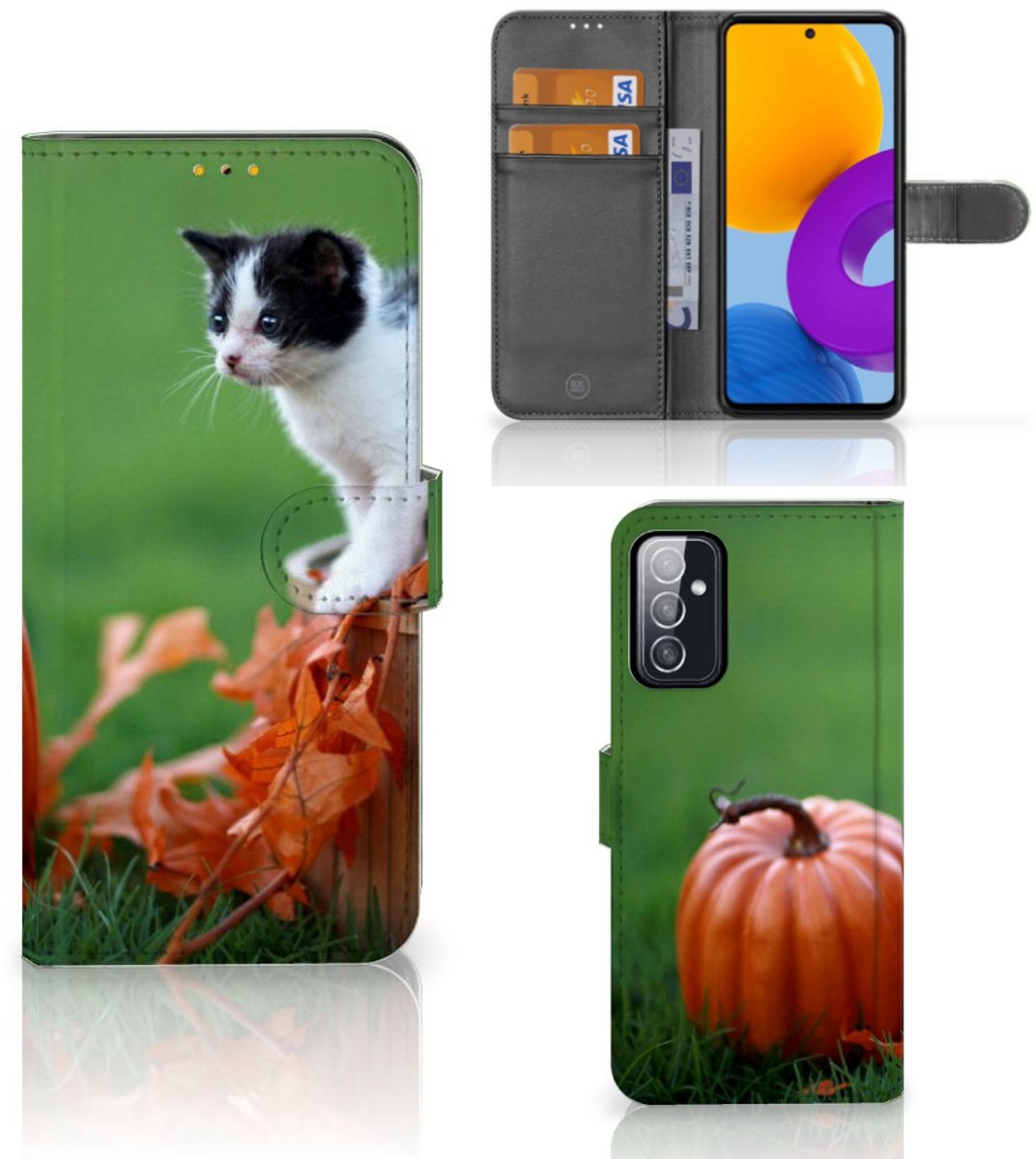 Samsung Galaxy M52 Telefoonhoesje met Pasjes Kitten