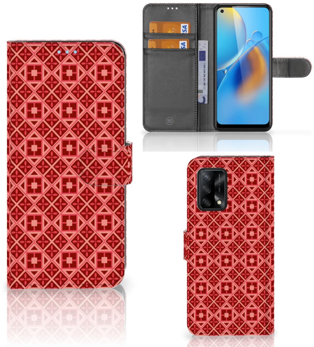 OPPO A74 4G Telefoon Hoesje Batik Rood