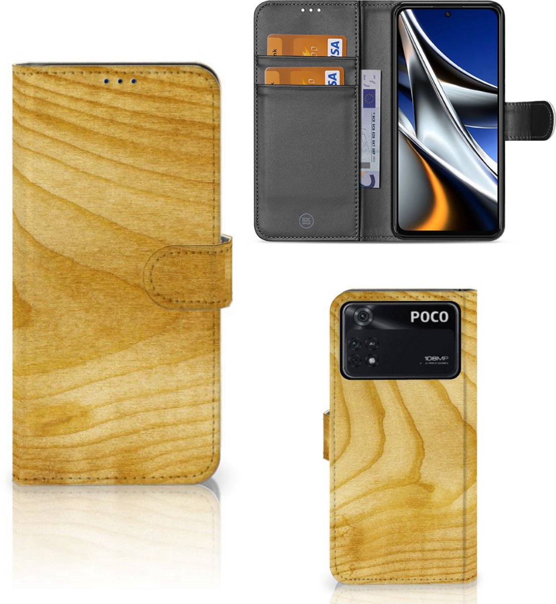 Xiaomi Poco X4 Pro 5G Book Style Case Licht Hout