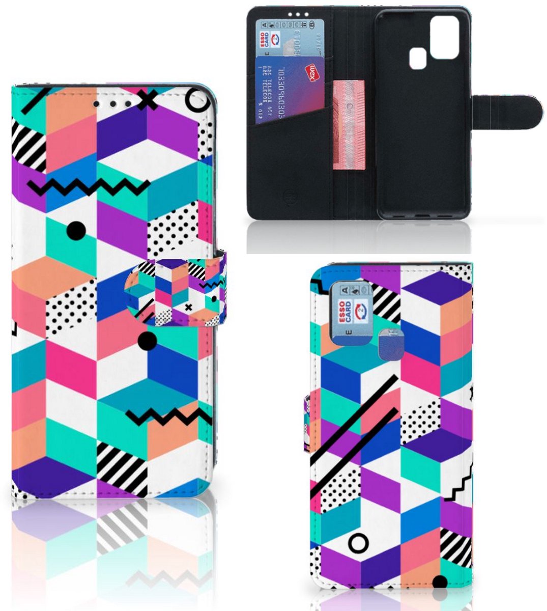 Samsung Galaxy M31 Book Case Blokken Kleurrijk