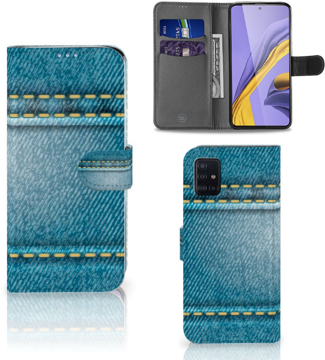 Boekhoesje voor Samsung Galaxy A51 Wallet Case met Pasjes Jeans