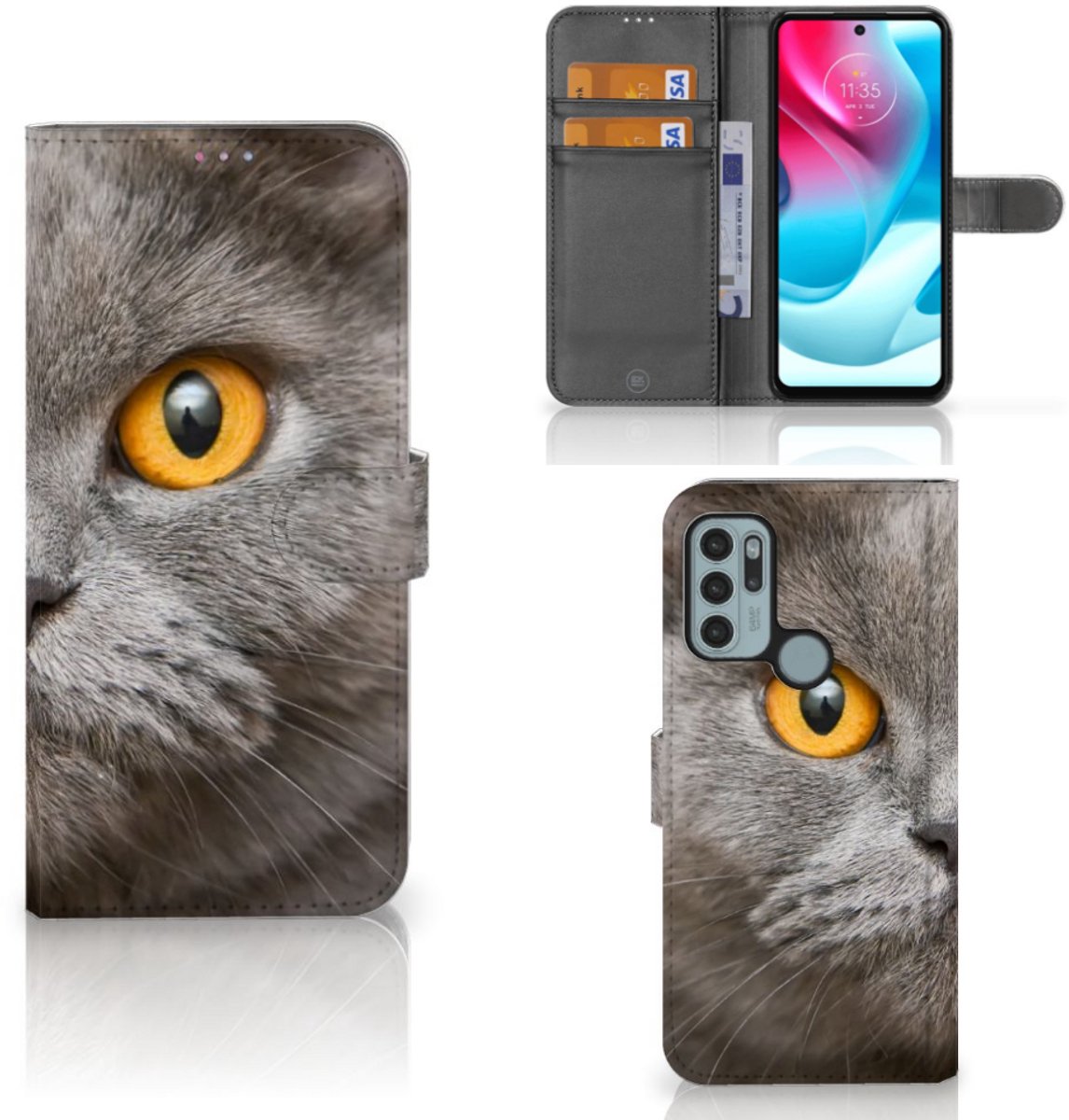 Telefoonhoesje met Pasjes Motorola Moto G60s Britse Korthaar