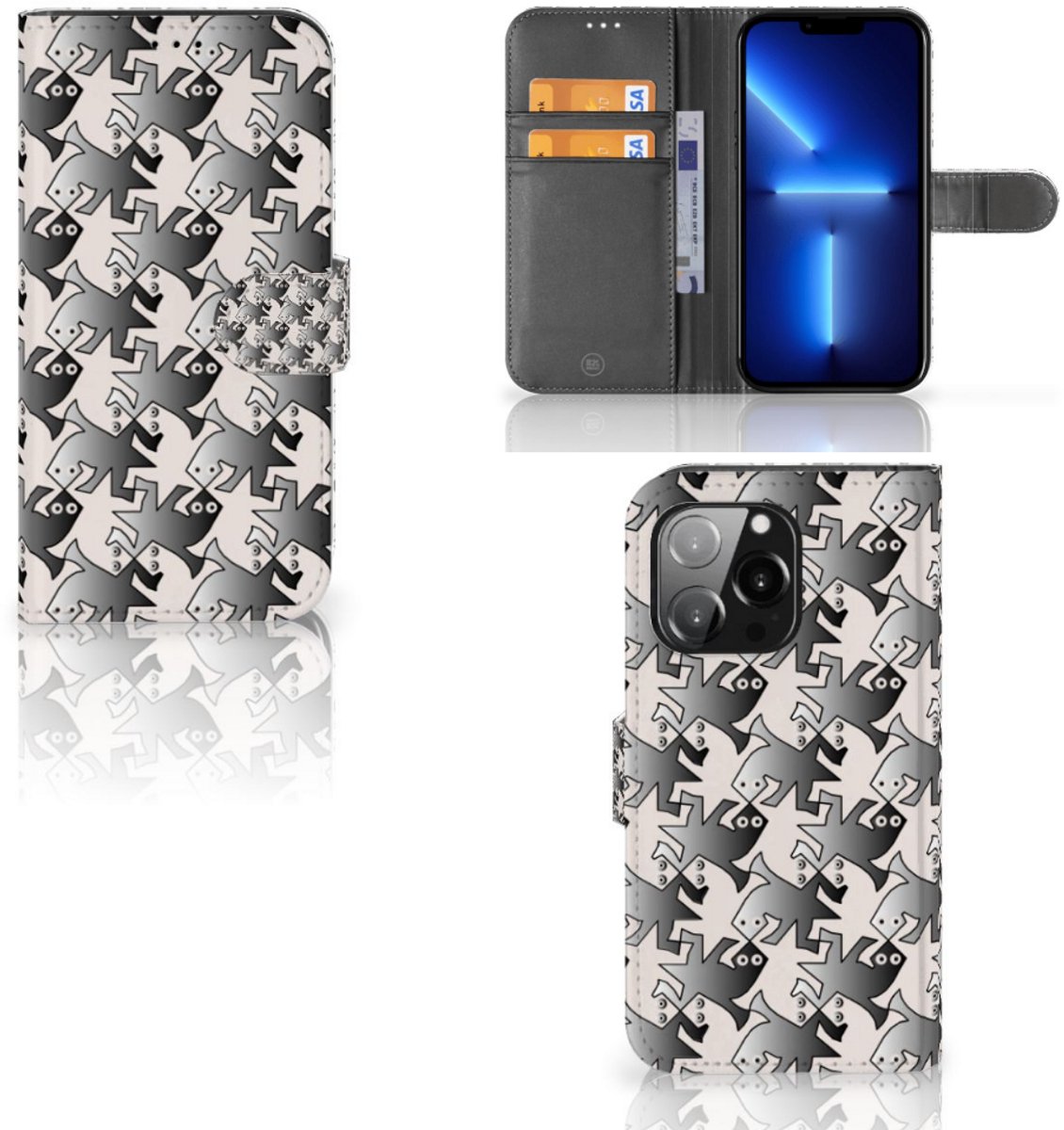 iPhone 13 Pro Telefoonhoesje met Pasjes Salamander Grey