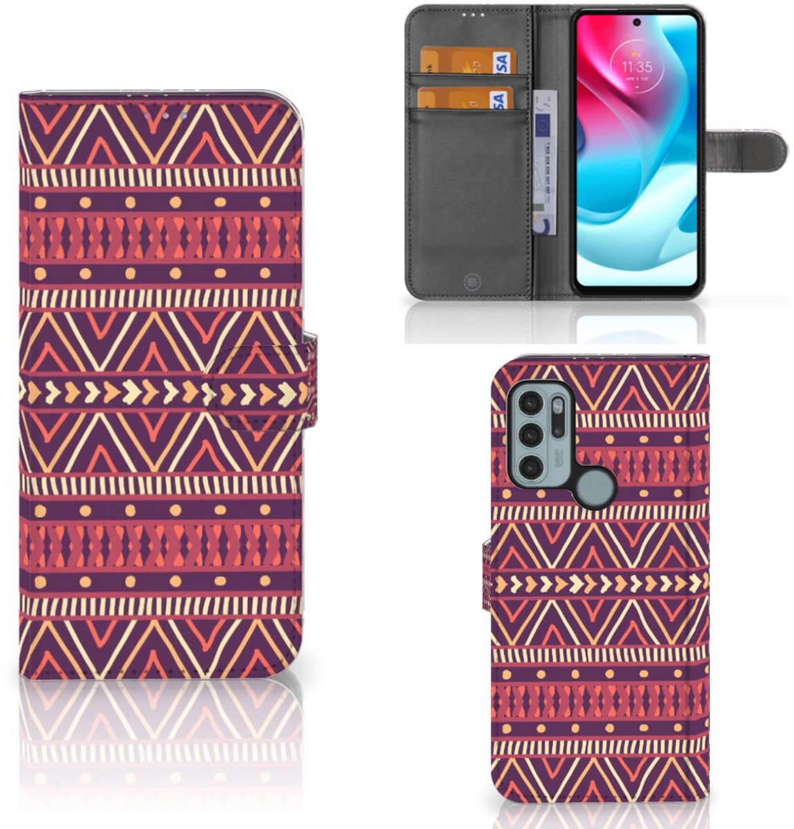 Motorola Moto G60s Telefoon Hoesje Aztec Paars