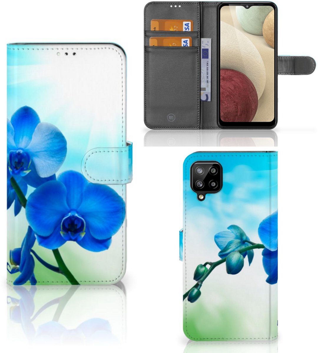 Samsung Galaxy A12 Hoesje Orchidee Blauw - Cadeau voor je Moeder