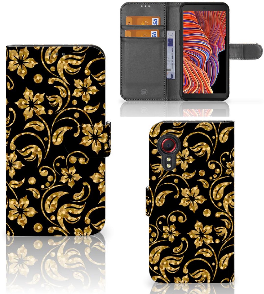 Samsung Galaxy Xcover 5 Hoesje Gouden Bloemen