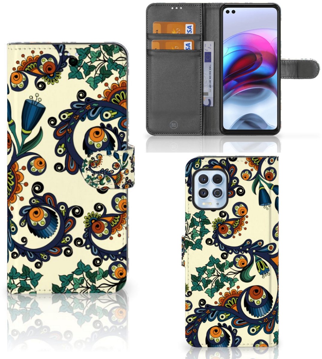 Wallet Case Motorola Moto G100 Barok Flower