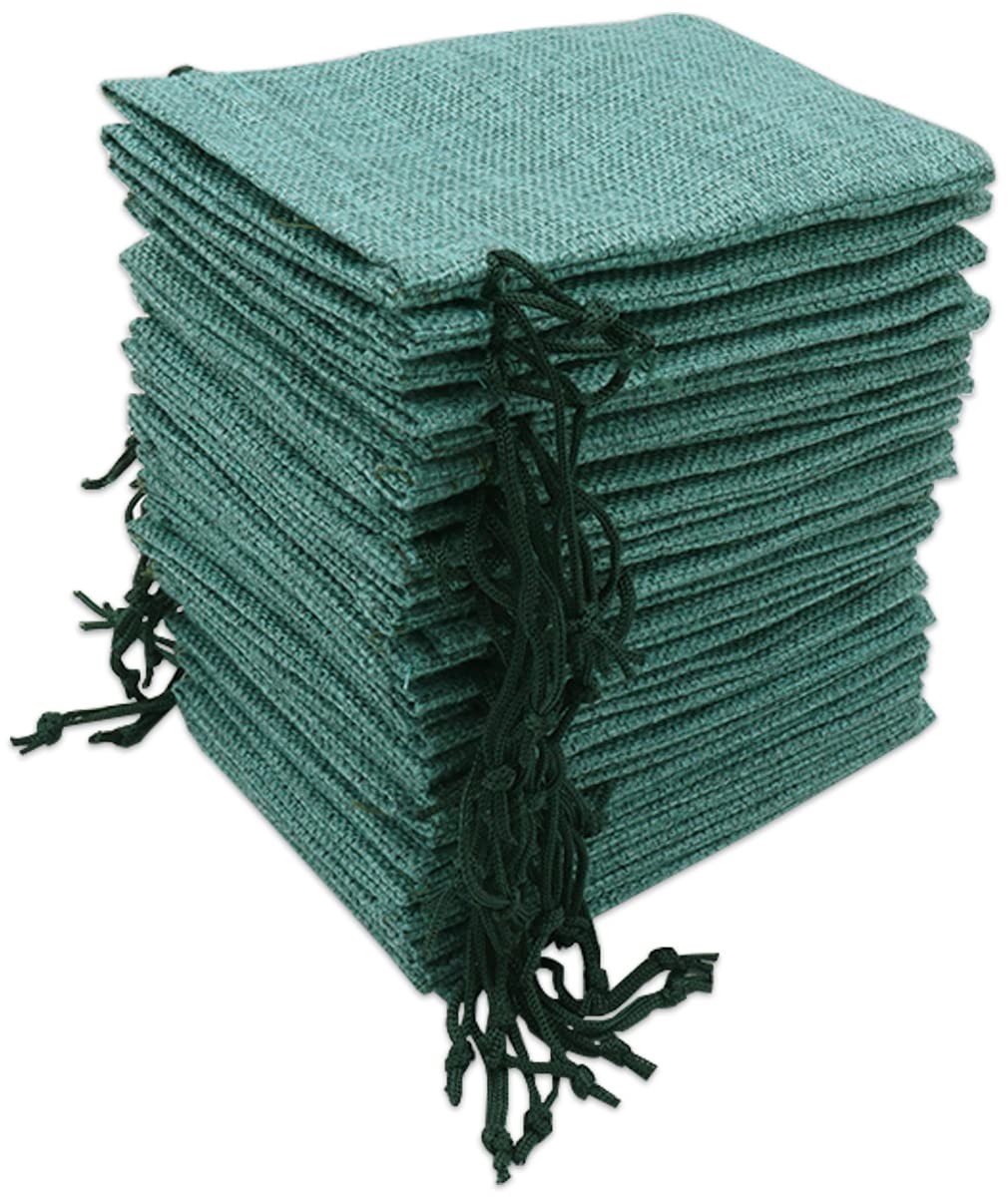 Cosensi - Jute Tassen - Herbruikbare Cadeautassen - 30 Stuks - Donkergroen - Voor Sieraden en Ambachten - Perfect voor Feestjes en Kerst