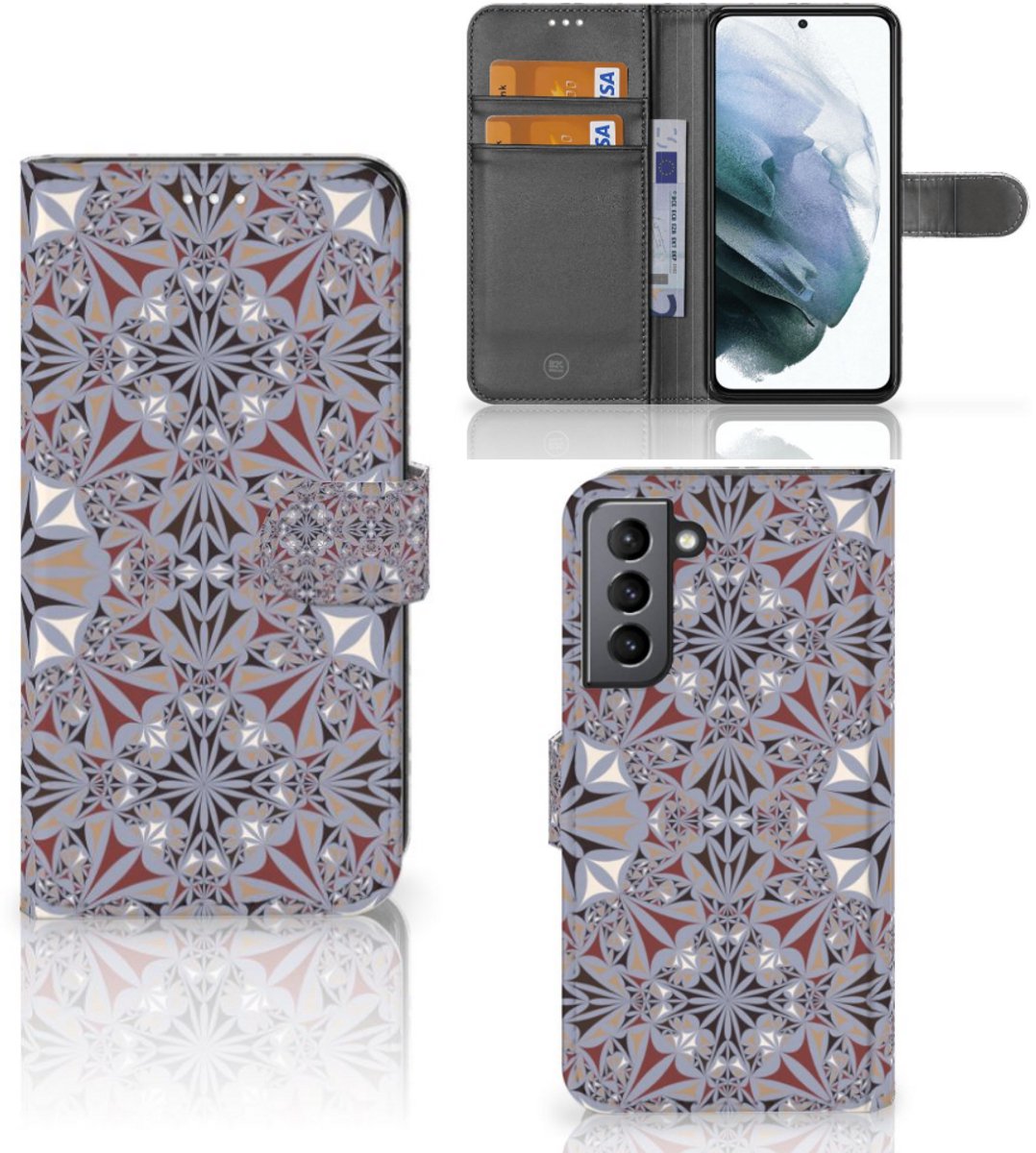 Samsung Galaxy S21 FE Bookcase Flower Tiles