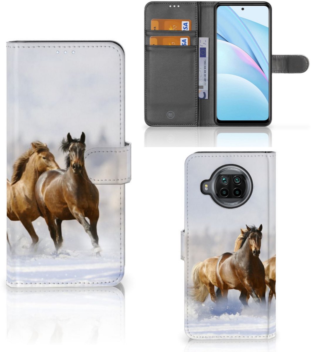 Book Case voor Xiaomi Mi 10T Lite Telefoonhoesje met Pasjes Paarden