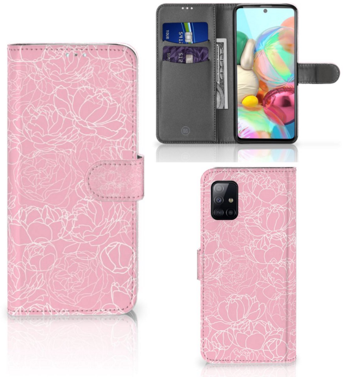 Samsung Galaxy A71 Hoesje White Flowers