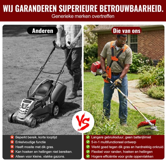 CONENTOOL 5-in-1 Benzine Bosmaaier - 52cc 2-takt - Grastrimmer, Heggenschaar & Onkruidverwijderaar - Met Draagharnas van Conentool — afbeelding 3